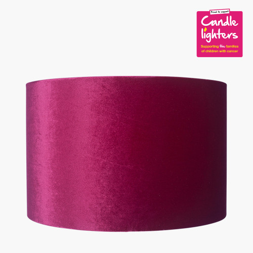 pacific lifestyle Bow 45cm Raspberry Velvet Cylinder Lampshade