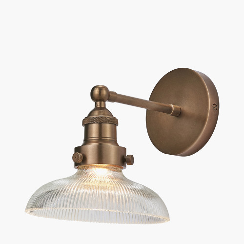 Pacific Lifestyle Bowery Ribbed Glass With Antique Brass Fitting Wall Light
