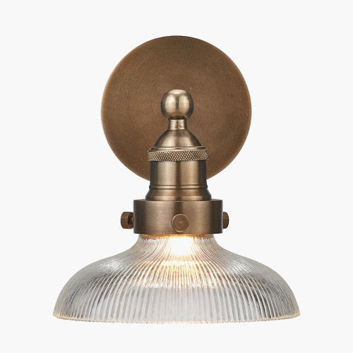 Pacific Lifestyle Bowery Ribbed Glass With Antique Brass Fitting Wall Light