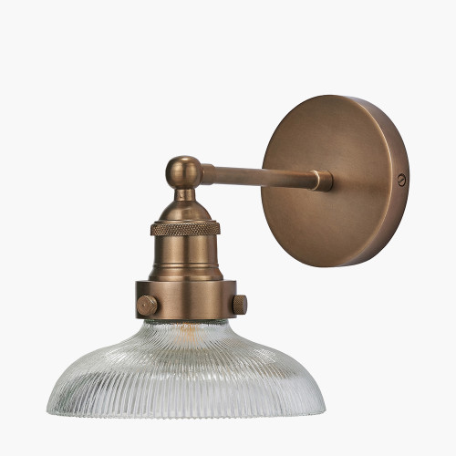 pacific lifestyle Bowery Ribbed Glass with Antique Brass Fitting Wall Light