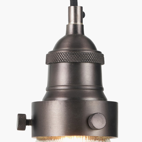 Pacific Lifestyle Bowery Ribbed Glass With Antique Bronze Fitting Elec Pendant