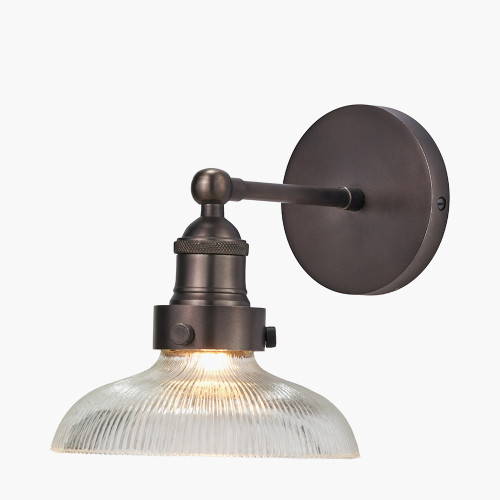 Pacific Lifestyle Bowery Ribbed Glass With Antique Bronze Fitting Wall Light