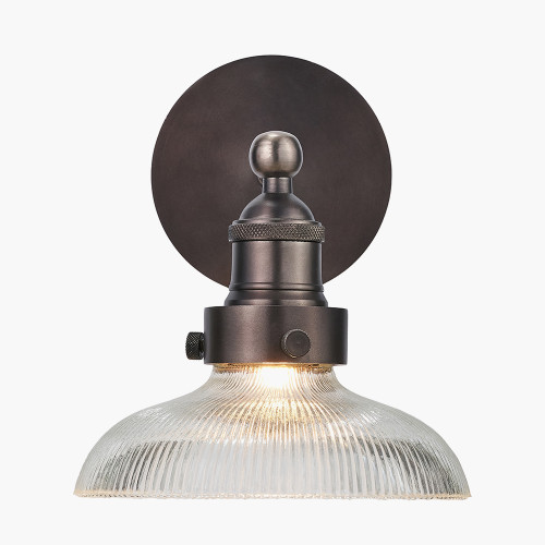 Pacific Lifestyle Bowery Ribbed Glass With Antique Bronze Fitting Wall Light