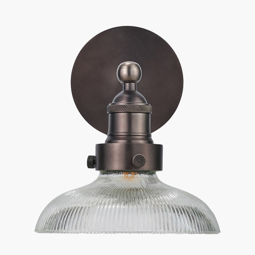 Pacific Lifestyle Bowery Ribbed Glass With Antique Bronze Fitting Wall Light