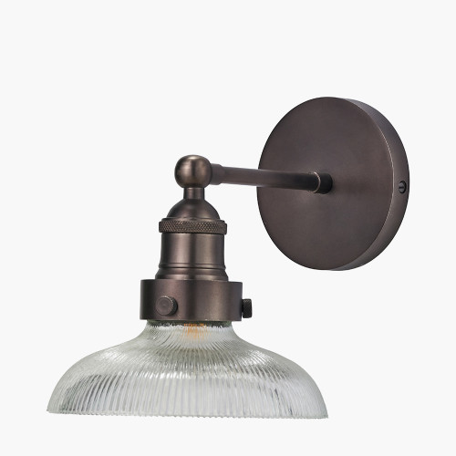 pacific lifestyle Bowery Ribbed Glass with Antique Bronze Fitting Wall Light
