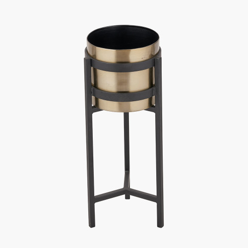 Pacific Lifestyle Brass And Matt Black Metal Floor Planter