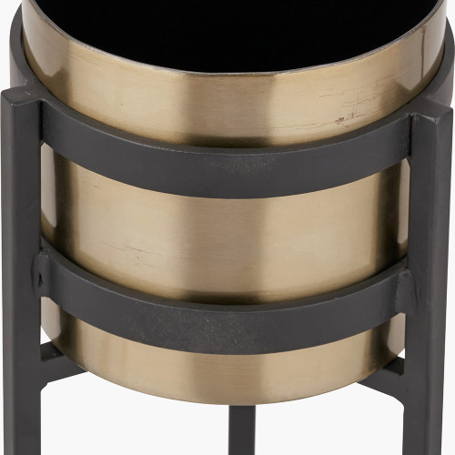 Pacific Lifestyle Brass And Matt Black Metal Floor Planter