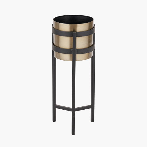 pacific lifestyle Brass and Matt Black Metal Floor Planter