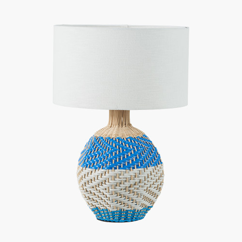 pacific lifestyle Brera Rattan Small Table Lamp Cobalt