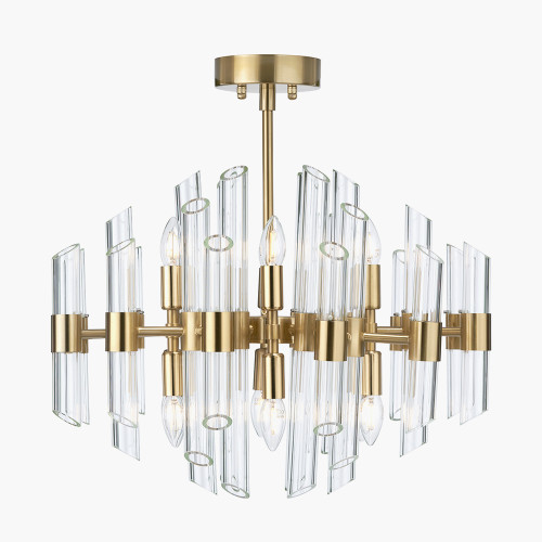 Pacific Lifestyle Brielle Clear Glass And Antique Brass 12 Light Pendant