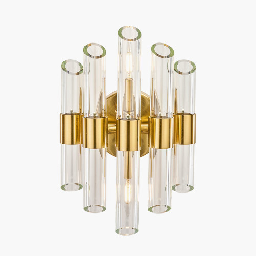 Pacific Lifestyle Brielle Clear Glass And Antique Brass 2 Wall Light