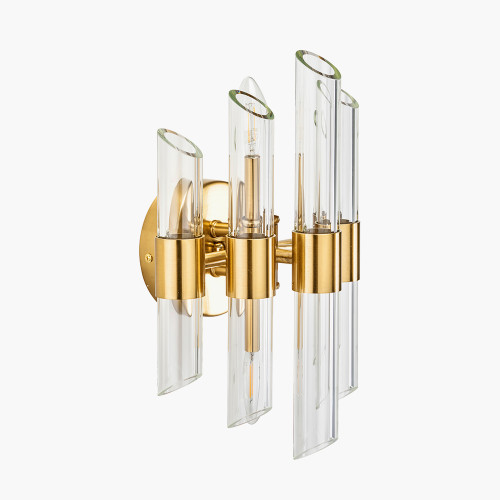 Pacific Lifestyle Brielle Clear Glass And Antique Brass 2 Wall Light