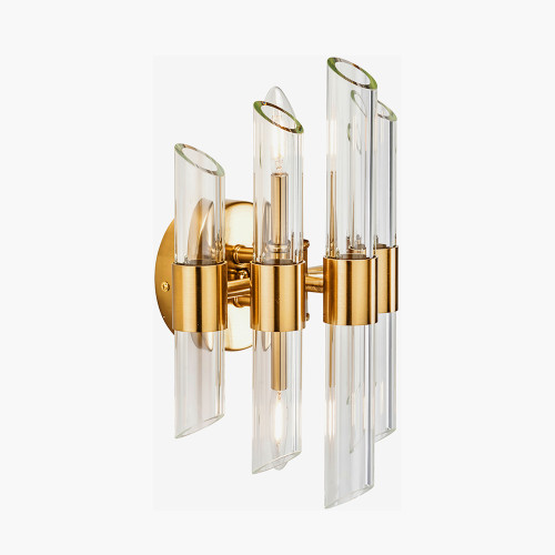 Pacific Lifestyle Brielle Clear Glass And Antique Brass 2 Wall Light