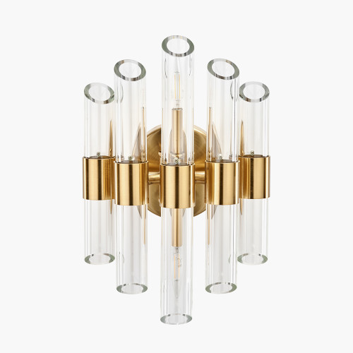 pacific lifestyle Brielle Clear Glass and Antique Brass 2 Wall Light
