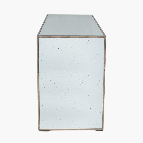 Pacific Lifestyle Brindisi Grey Velvet Antique Metal And Mirror Console Table