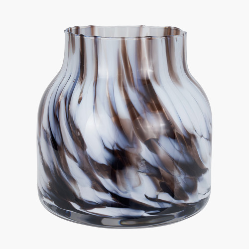 Pacific Lifestyle Brown And White Tortoiseshell Glass Vase