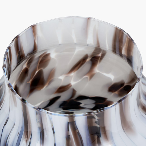 Pacific Lifestyle Brown And White Tortoiseshell Glass Vase