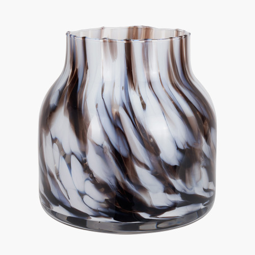 pacific lifestyle Brown and White Tortoiseshell Glass Vase