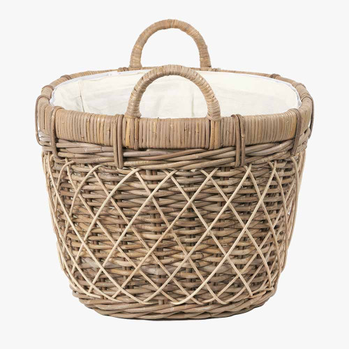 Pacific Lifestyle Brown Rattan Oval Handled Laundry Basket