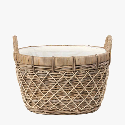 Pacific Lifestyle Brown Rattan Oval Handled Laundry Basket