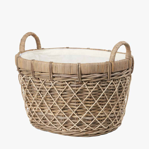 Pacific Lifestyle Brown Rattan Oval Handled Laundry Basket