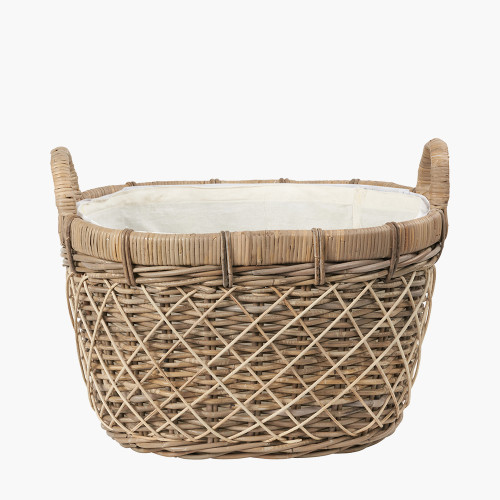 pacific lifestyle Brown Rattan Oval Handled Laundry Basket