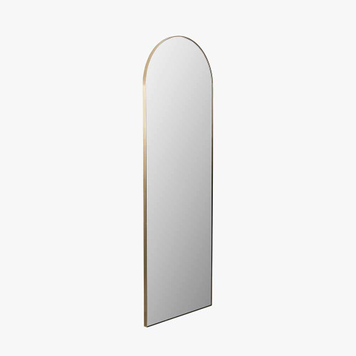 Pacific Lifestyle Brushed Gold Metal Slim Frame Arch Floor Mirror