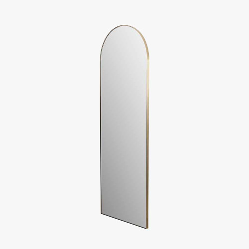 Pacific Lifestyle Brushed Gold Metal Slim Frame Arch Floor Mirror