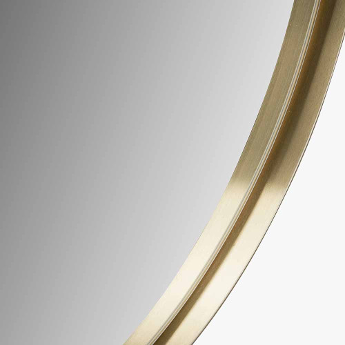 Pacific Lifestyle Brushed Gold Metal Slim Frame Round Wall Mirror Large