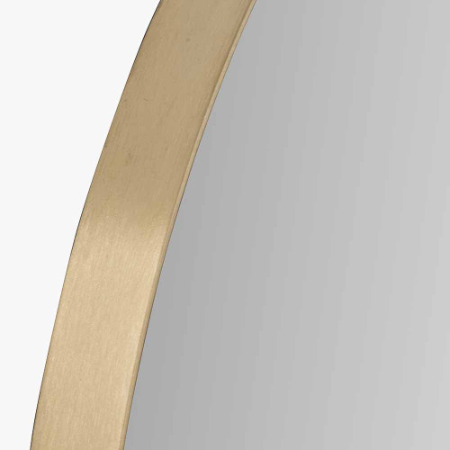 Pacific Lifestyle Brushed Gold Metal Slim Frame Round Wall Mirror Large