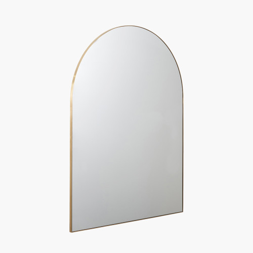 Pacific Lifestyle Brushed Gold Metal Slim Frame Tall Arch Wall Mirror
