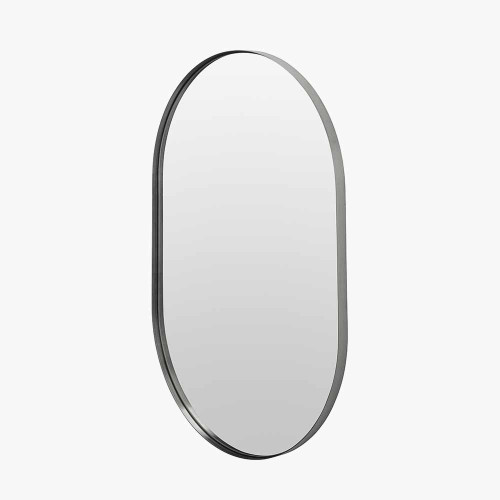 Pacific Lifestyle Brushed Silver Metal Slim Frame Oval Wall Mirror