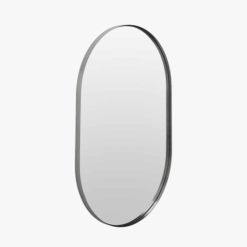 Pacific Lifestyle Brushed Silver Metal Slim Frame Oval Wall Mirror