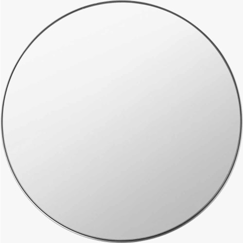 pacific lifestyle Brushed Silver Metal Slim Frame Round Wall Mirror Medium