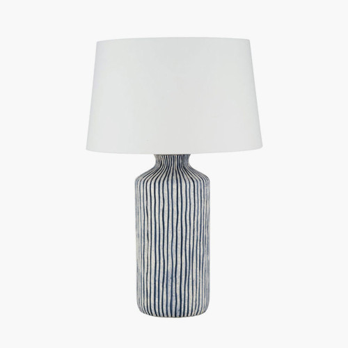 Pacific Lifestyle Bude Blue And White Stripe Stoneware Table Lamp Base