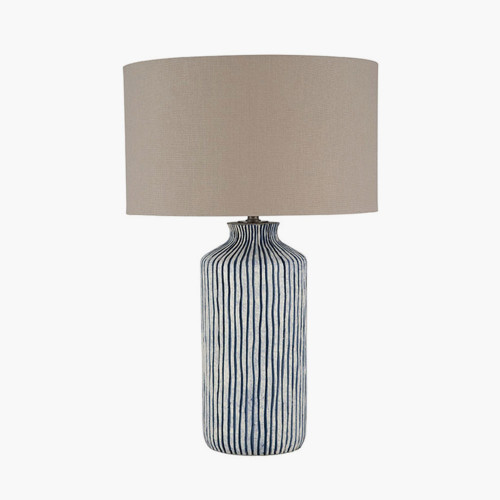 Pacific Lifestyle Bude Blue And White Stripe Stoneware Table Lamp Base