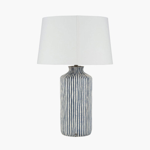 Pacific Lifestyle Bude Blue And White Stripe Stoneware Table Lamp Base