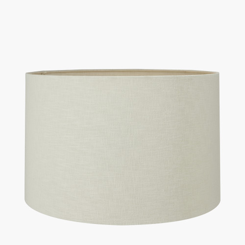 Pacific Lifestyle Bude Blue And White Stripe Stoneware Table Lamp Base With Lino 40cm Cream Self Lined Linen Cylinder Lampshade