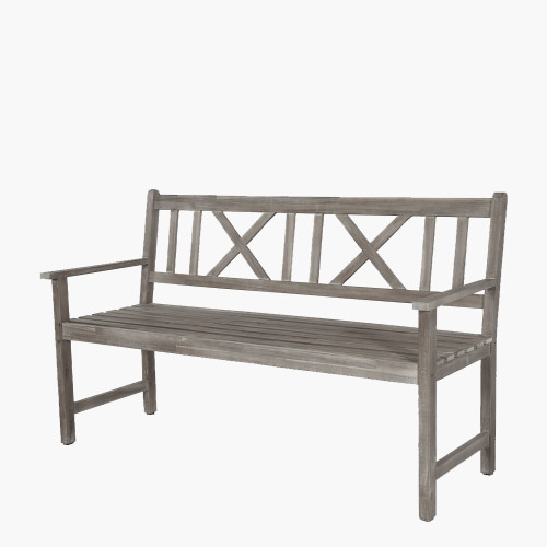 Pacific Lifestyle Cambridge Antique Grey Outdoor 3 Seater Acacia Wood Bench