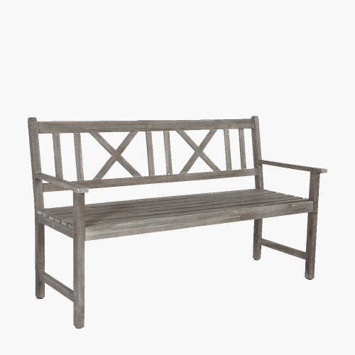 Pacific Lifestyle Cambridge Antique Grey Outdoor 3 Seater Acacia Wood Bench