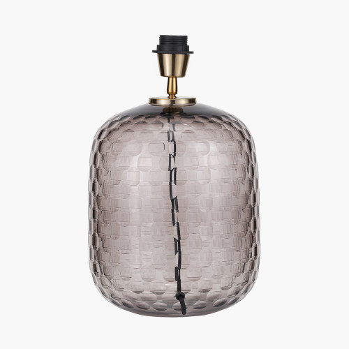 Pacific Lifestyle Camille Large Smoke Grey Circle Design Handcut Glass Table Lamp Base