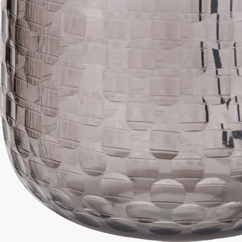 Pacific Lifestyle Camille Large Smoke Grey Circle Design Handcut Glass Table Lamp Base With Harry 35cm Black Cotton Mix Cylinder Lampshade
