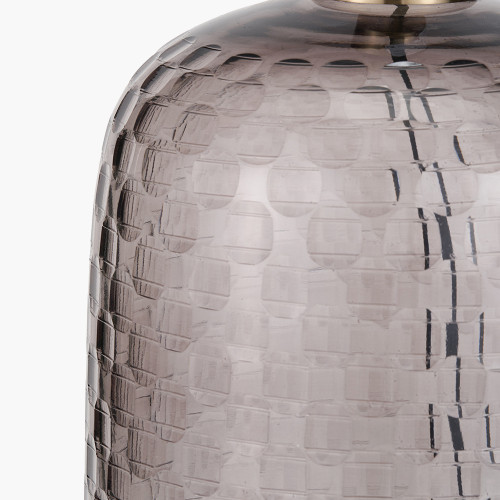 Pacific Lifestyle Camille Large Smoke Grey Circle Design Handcut Glass Table Lamp Base With Harry 35cm Black Cotton Mix Cylinder Lampshade