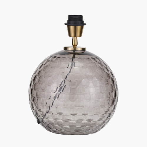 Pacific Lifestyle Camille Smoke Grey Circle Design Handcut Glass Table Lamp Base