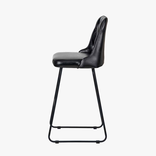 Pacific Lifestyle Camillo Ash Black Leather And Black Metal Diamond Back Bar Stool