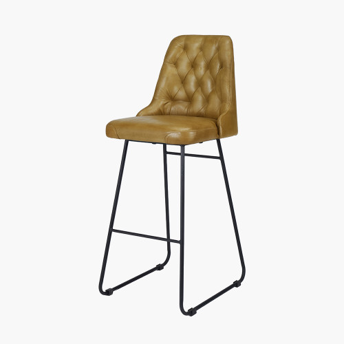 Pacific Lifestyle Camillo Mustard Leather Diamond Back Bar Stool