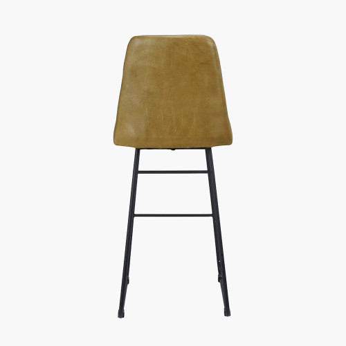 Pacific Lifestyle Camillo Mustard Leather Diamond Back Bar Stool