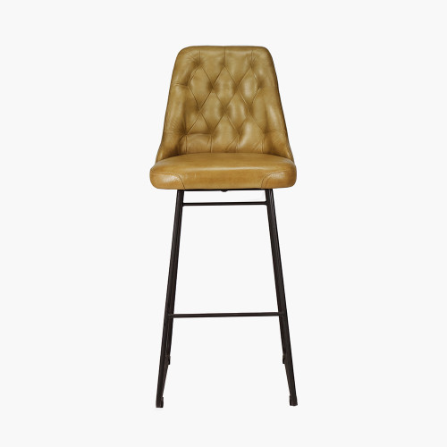 pacific lifestyle Camillo Mustard Leather Diamond Back Bar Stool