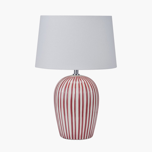 Pacific Lifestyle Cannes Mulberry And White Stripe Ceramic Table Lamp