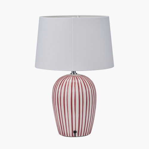 Pacific Lifestyle Cannes Mulberry And White Stripe Ceramic Table Lamp